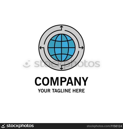 Globe, Business, Communication, Connection, Global, World Business Logo Template. Flat Color