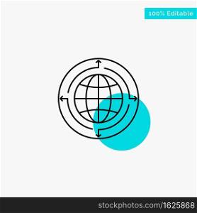 Globe, Business, Communication, Connection, Global, World turquoise highlight circle point Vector icon