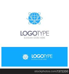 Globe, Business, Data, Global, Internet, Resources, World Blue Solid Logo with place for tagline