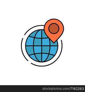 Globe, Business, Global, Office, Point, World Flat Color Icon. Vector icon banner Template