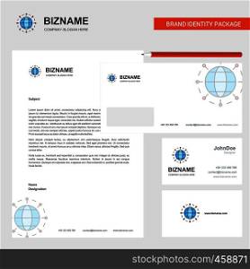 Globe Business Letterhead, Envelope and visiting Card Design vector template