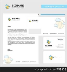 Globe Business Letterhead, Envelope and visiting Card Design vector template