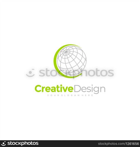 globe circle round dot spread 3D logo vector icon illustration