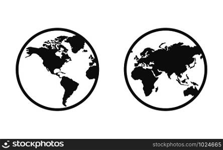 globe circle world map black icons, vector illustraion. globe circle world map icons, vector illustraion