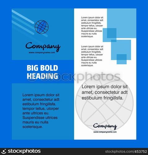 Globe Company Brochure Title Page Design. Company profile, annual report, presentations, leaflet Vector Background