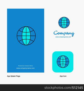 Globe Company Logo App Icon and Splash Page Design. Creative Business App Design Elements