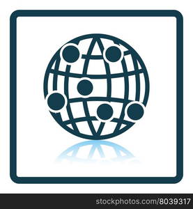 Globe connection point icon. Shadow reflection design. Vector illustration.