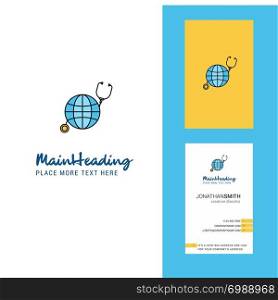 Globe Creative Logo and business card. vertical Design Vector