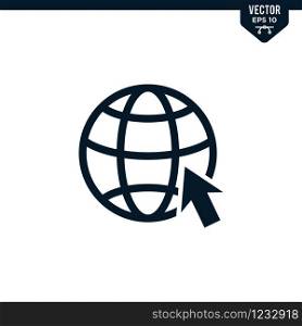 Globe design related to website icon, glyph style, solid color vector