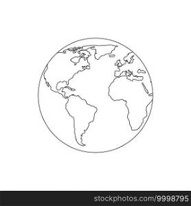 Globe Earth line icon, Vector sign on white background. Globe Earth line icon, sign on white background for your design