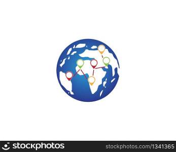 Globe earth map abstract logo vector