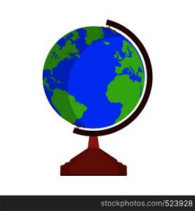 Globe Earth map world vector icon sign. Global travel planet sphere shape. Flat education symbol atlas simple