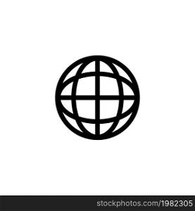 Globe Earth Planet. Global World. Global Earth Map. Flat Vector Icon. Simple black symbol on white background. Globe Flat Vector Icon