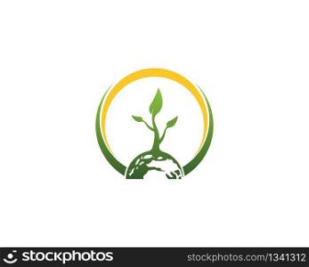 Globe earth tree logo vector
