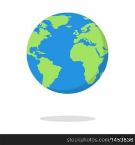 Globe earth vector illustration, planet in flat style.