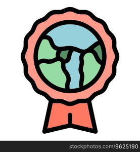 Globe emblem icon outline vector. Water eco. Power plant color flat. Globe emblem icon vector flat