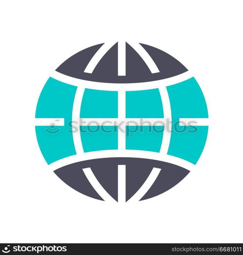 globe, gray turquoise icon on a white background. New gray turquoise icon on a white background
