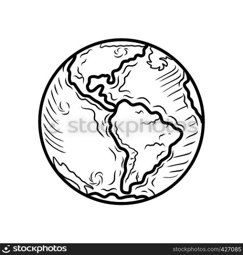 Globe heart day icon. Hand drawn illustration of globe heart day vector icon for web design. Globe heart day icon, hand drawn style