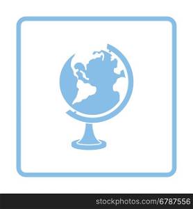 Globe icon. Blue frame design. Vector illustration.