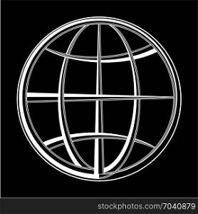 Globe Icon Calligraphic Vector Art Illustration