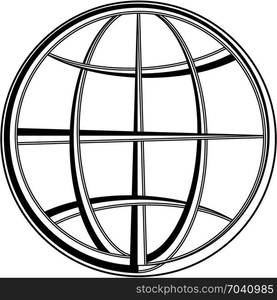 Globe Icon Calligraphic Vector Art Illustration