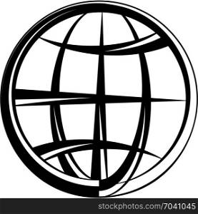 Globe Icon Calligraphic Vector Art Illustration