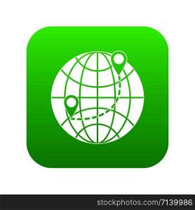 Globe icon digital green for any design isolated on white vector illustration. Globe icon digital green