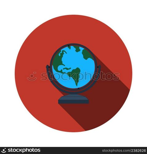 Globe Icon. Flat Circle Stencil Design With Long Shadow. Vector Illustration.