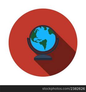 Globe Icon. Flat Circle Stencil Design With Long Shadow. Vector Illustration.