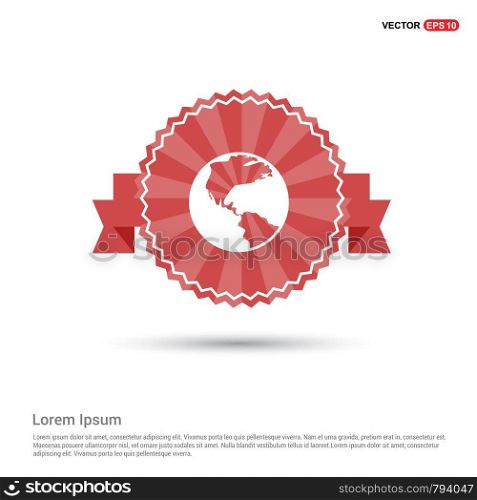 Globe Icon - Red Ribbon banner
