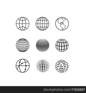 globe icon set design template