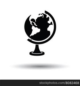 Globe icon. White background with shadow design. Vector illustration.