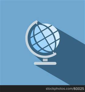 Globe icon with shade on blue background