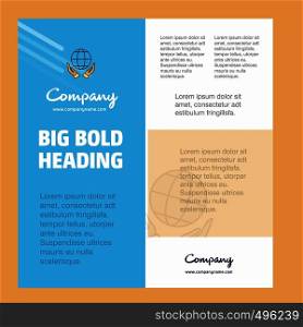 Globe in hands Business Company Poster Template. with place for text and images. vector background