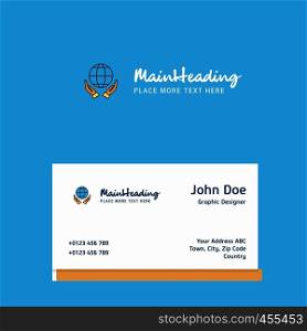 Globe in hands logo Design with business card template. Elegant corporate identity. - Vector