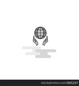 Globe in hands Web Icon. Flat Line Filled Gray Icon Vector