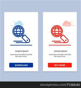 Globe, Internet, Search, Seo Blue and Red Download and Buy Now web Widget Card Template