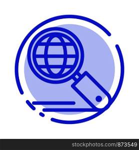 Globe, Internet, Search, Seo Blue Dotted Line Line Icon