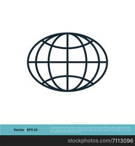 Globe Line Art Icon Vector Logo Template Illustration Design. Vector EPS 10.