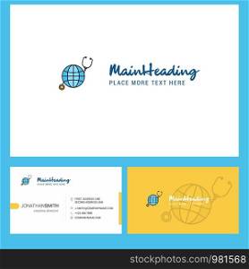 Globe Logo design with Tagline & Front and Back Busienss Card Template. Vector Creative Design