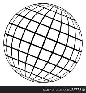 Globe logo planet earth 3D sphere globe frame meridian wire grid