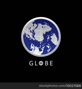 Globe map round earth logo vector image,Vector earth globes isolated on black background.