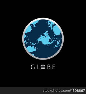 Globe map round earth logo vector image,Vector earth globes isolated on black background.