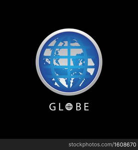 Globe map round earth logo vector image,Vector earth globes isolated on black background.