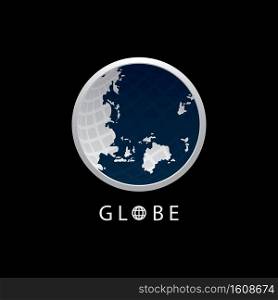 Globe map round earth logo vector image,Vector earth globes isolated on black background.