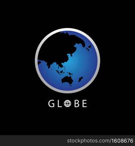 Globe map round earth logo vector image,Vector earth globes isolated on black background.