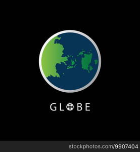 Globe map round earth logo vector image,Vector earth globes isolated on black background.