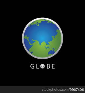 Globe map round earth logo vector image,Vector earth globes isolated on black background.