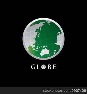 Globe map round earth logo vector image,Vector earth globes isolated on black background.