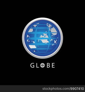 Globe map round earth logo vector image,Vector earth globes isolated on black background.